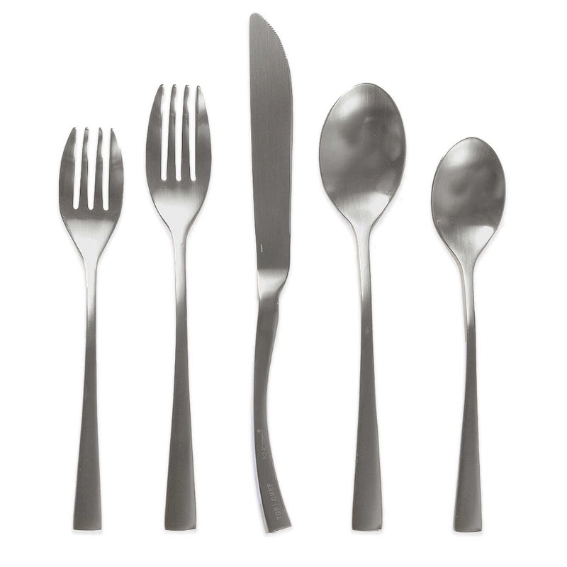 نورك مجموعة أدوات المائدة Knork Curve Collection المكونة من 20 قطعة (خدمة لـ 4) باللون الفضي غير اللامع - Image 1